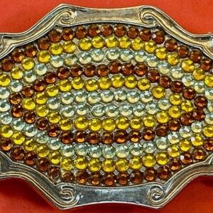belt buckle rhinestone yellow orange white amber